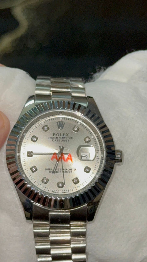 Rolex  Silver chain with white dile green dile blue dile black dile dark blue dile red dile