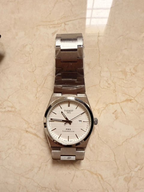 Tissot semi automatic with white and blue purple dile full silver chain with stainless steel